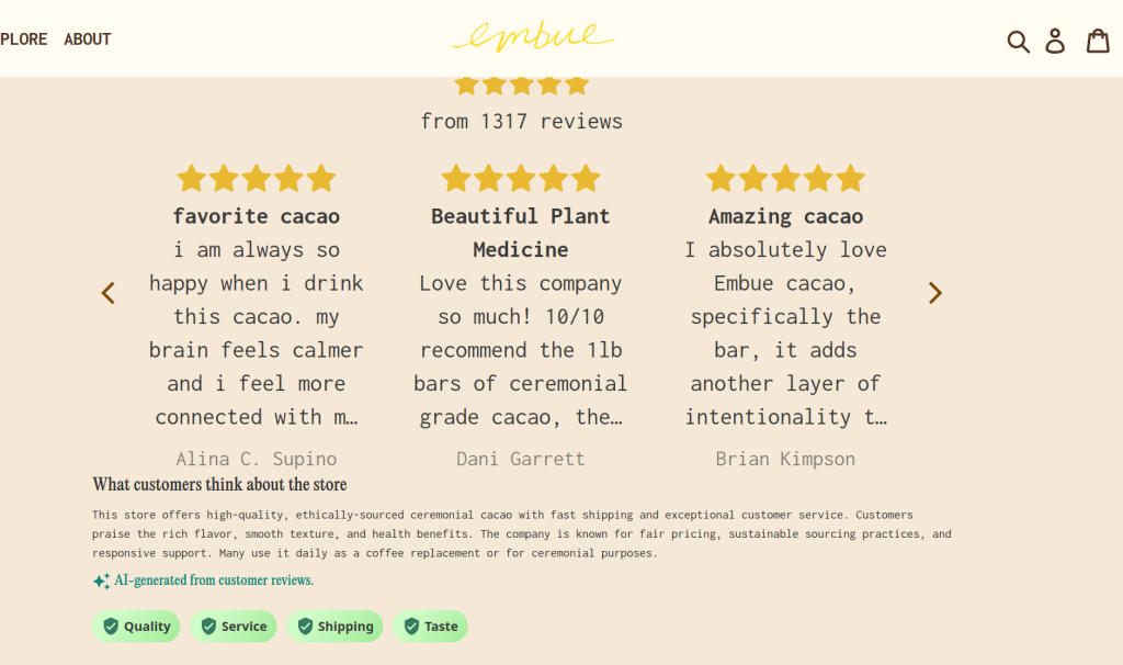 customer reviews with a disclosure summarized by AI